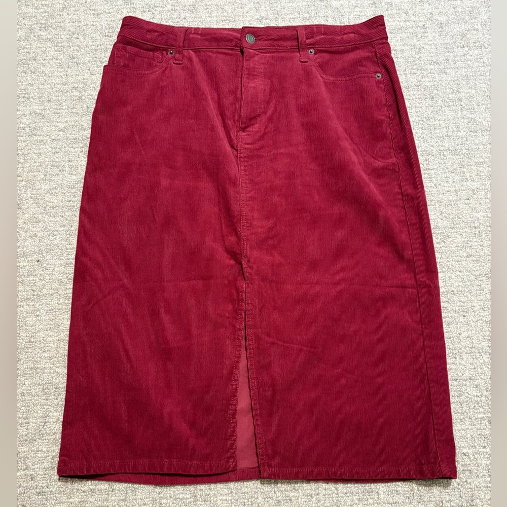 Time and Tru Cranberry Corduroy Pencil Skirt